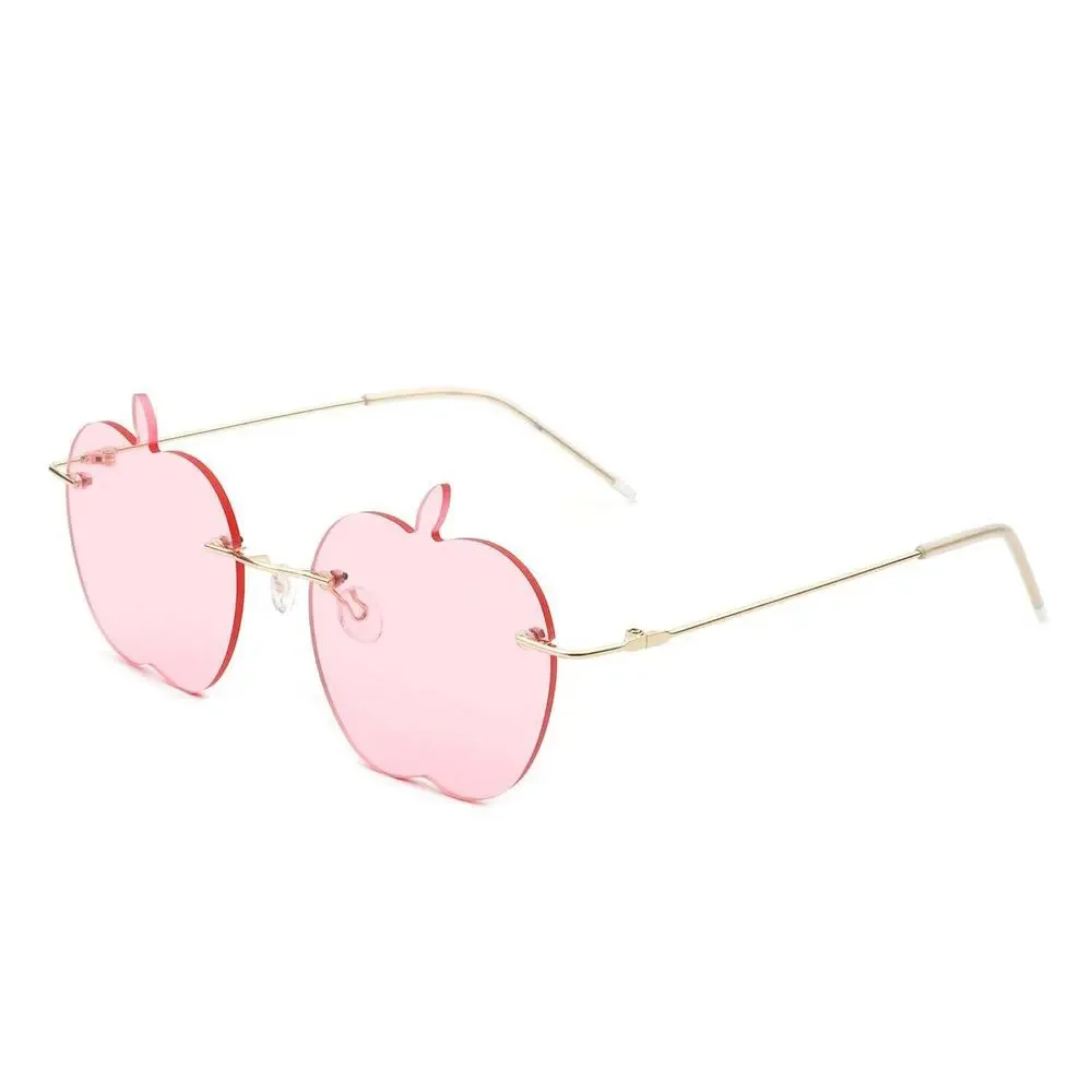 Funky Chic Rimless Apple Shape Pink Sunglasses Party Fun Vibes